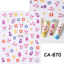 3D Bunny Nail Art Sticker Decals Decorations Easter Egg Design Cute Cartoon Rabbit Flower Nail Stickers Sliders for Manicure