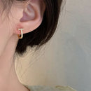 PONYKISS 925er Sterling Silber Nadel Zirkon Biege T-Buchstaben Creolen für Damen Sommer Neu Minimalistischer Exquisiter Modeschmuck