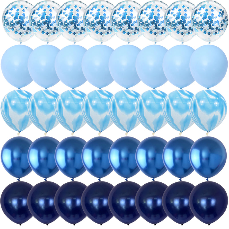 40PCS Silver Night Blue White Balloons Gender Reveal Wedding Valentine's Day Baby Shower Birthday Globos Party Decorations