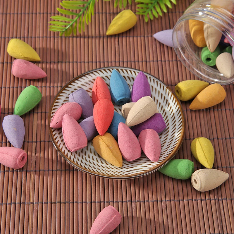 50/60pcs Incense Cones Waterfall Smoke Backflow Incense Cone Lavender Multi-scented Suitable for Places Tea Room Yoga Room