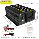 DC 12V To AC 110/220V Intelligent Power Inverter Dual USB Car Voltage Transformer 3000W Vehicle Smart Inverter for RV Caravan