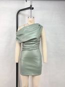 Luxury Leather Strapless Short Dress Women's Sexy Party Curvy Mini Dresses Evening Corset Red Brown Cocktail Autumn Fall 2026
