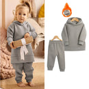 2026 New Arrivals Little Girls Clothing Tracksuit 2 Pieces Set Warm Fleece Plain Top Sweatshirt+Pants Loungewear Suit For Kids