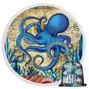 Summer Round Beach Towels Undersea Octopus Circle Bath Shower Towel With Drawstring Storage Bag Yoga Mat Blanket toalla playa