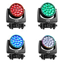 2pcs Mini 19x25W RGBW 4in1 Spotlight Wash/Beam/Zoom,Professional DJ/Bar Big Bee Eye LED Moving Head Disco Strobe Stage Lights