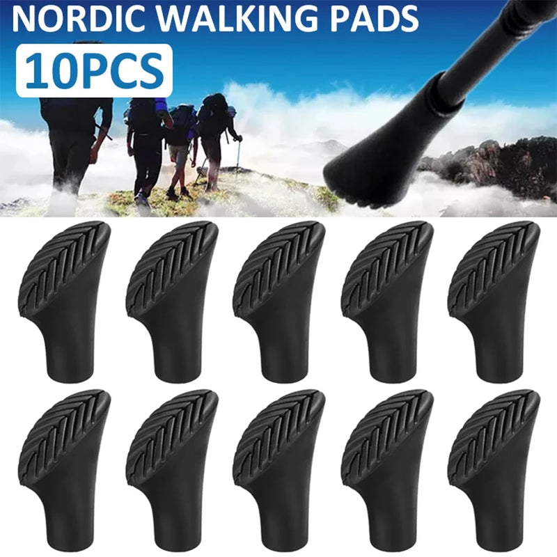 10Pcs Trekking Pole Tips Replacement Rubber Feet Nordic Walking Stick Pads Rubber Buffers Trekking Poles Protectors for Climbing