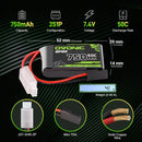OVONIC 2S Lipo 750mAh 7.4V 50C Lipo Battery with XT60 to TR Connector[2.1" D x 1.1" W x 0.6" H][1 Package Including