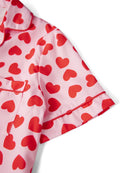 Women s Valentine s Day Pajama Set with Heart Print Short Sleeve Top and Drawstring Shorts Cute Sleepwear Loungewear Set for