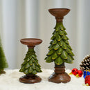 NORTHEUINS Resin Christmas Tree Candle Holder Figurines Christmas Decorations Candlestick Craft Home Interior Living Room Decor