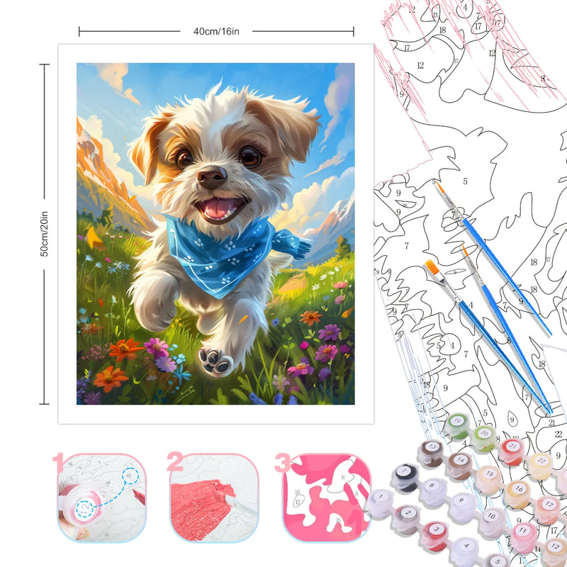 PhotoCustom Coloring By Numbers Animal Dog Kit With Frame Painting By Numbers Home Decoration For Adults Handicraft Art