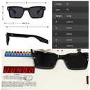 SO&EI Fashion Square Rivets Gradient Sunglasses Men Shades UV400 Vintage Dark Green Trending Women Sun Glasses