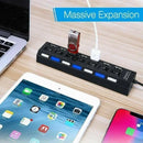 USB Hub 7-in-1 Adapter Multi Ports Use Power Adapter Extensor USB 2.0 PC Computer Accessories Switch USB for Pc Usb Port Laptop