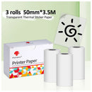3 Rolls White Thermal Label Sticker 50mm x 3.5m Waterproof Adhesive Color Paper Phomemo M02/M03AS/M04AS Photo Paper for Printer