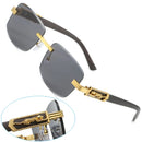 New Metal Leopard Rimless Rectangle Vintage Sunglasses For Men Fashion Frameless Tinted Glasses Women Gradient Sunshade Eyewear