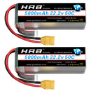 1/2PCS HRB 22.2V 5000mah Lipo Battery 6S Lipo Drone Battery 50C XT90 EC5 Connector for RC Quadcopter Helicopter RC Car Monster
