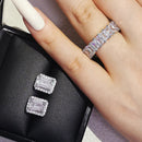 2026 New Arrivals Luxury 2pcs Silver Color Cz Dubai Jewelry Set Ring and Earring for Women Wedding Party Lady Gift Jewelry J5968