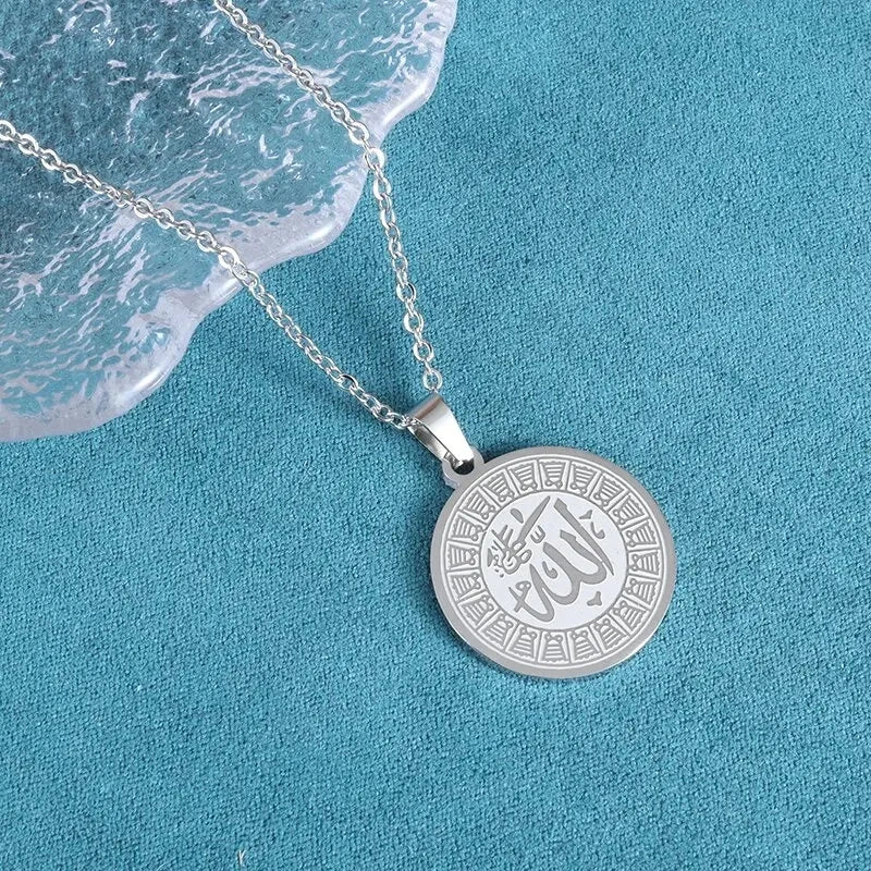 Classic Lucky Arabian God Allah Pendant Stainless Steel Necklace Ladies Islamic Muslim Charm Amulet Jewelry Gift Wholesale