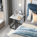 Luxury White Square Marble Coffee Table, Modern Side & End Table for Living Room, Bedroom, Sofa Couch or Balcony