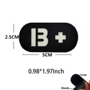 5*2.5CM IR Reflection Blood Type A B AB O POS NEG Embleem Hook and Loop Patches,Tactical Badges Clothes Stickers Glow in Dark