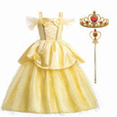 Girl Belle Princess Dress Kids Beauty and The Beast Costume Children Christmas Birthday Cosplay Elegant Party Dress 2-10 Years