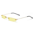 XaYbZc Narrow Sunglasses Men Rimless Summer 2025 Red Blue Black Rectangular Sun Glasses For Women Small Face Hot Selling