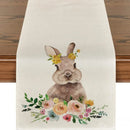 2025 Easter Rabbit Table Runner Linen Bunny Dining Table Cloth Placemat Spring Holiday Happy Easter Decoration For Home Kitchen