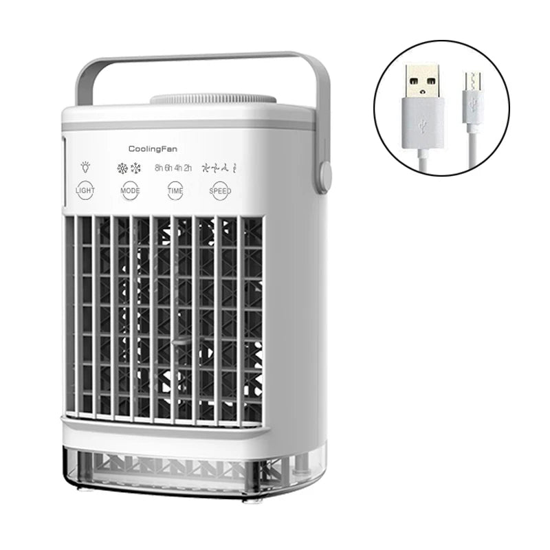 Portable Air Conditioner Mini Air Cooler Fan USB Air Conditioning 700ml Water Cooling Fan Humidifier For Home Room Office Desk