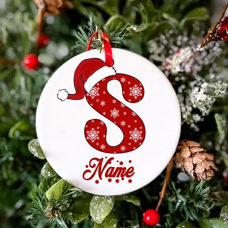 Personalized Christmas Ornament Custom Name Photo Prop Christmas Family Party Ceramic Ornament Xmas Keepsake Gift Drop Ornaments