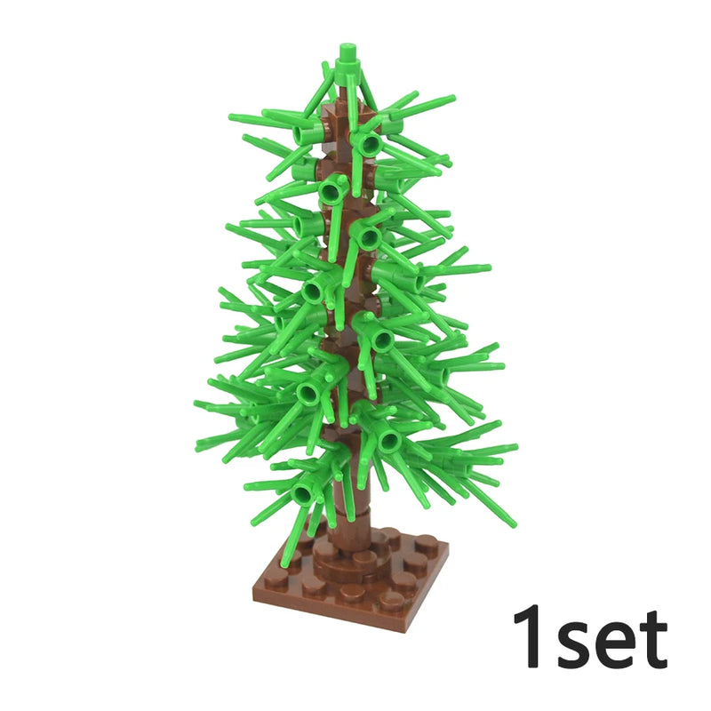 Trees Building Blocks City MOC Pine Tree Plant Set Spruce Farm Street Scene Garden View Assembly 3778 Bricks Educational Kid Toy