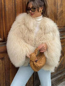 HH Winter Female Trendy Elegant Fur Coats Casual Solid Long Sleeves Turn Down Collar 3 Colors Autumn Warm Chic Jackets
