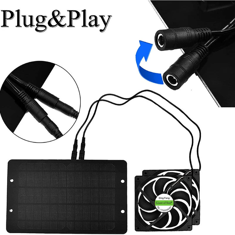 30W 12V Solar Exhaust Fan Air Extractor 12cm Mini Ventilator Solar Panel Dual Cooling Fan for Dog Chicken House RV Greenhouse