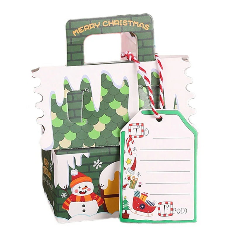 5/10pcs Christmas Gingerbread House Shape Gift Boxes Snowman Candy Snack Cookies Paper Box 2024 Xmas Party Decoration Supplies