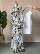 CM.YAYA 2025 Fall Women Long Sleeve Stacked Mesh See Though with Lining Bodycon Long Dress Evening Birthday Sexy Party Dresses