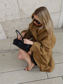 Lady Oversized Long Trench Women Coat Stand Collar Single Breasted Loose Wide Sleeve Casual Coats New Autumn Winter Chic Jackets