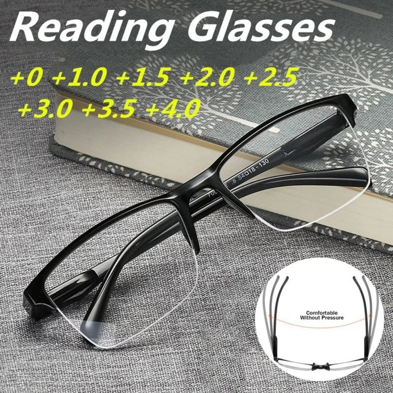 Reading Glasses Half-Frame Myopia Glassse Ultrlight Women Men Retro Clear Lens Gafas Lectura +0.75 +1.0 +1.5 To +4.0