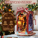 Robotime Book Nook Kit DIY Miniatur Puppenhaus Bausatz 3D Holzpuzzle Dekoration Geschenk mit LED-Beleuchtung Weihnachtsstraße und Haus