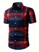 Men's Shirt Plaid Lapel Short Sleeve Shirt Multicolour Outdoor Street Short Sleeve Printed Clothing Fashion Designer Leisurewear