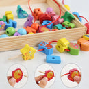 9/36 Stück Holzspielzeug Baby DIY Spielzeug Cartoon Früchte Tier Schnürung Holzperlen Spielzeug Montessori Pädagogisch für Kinder