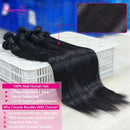The Long Weave | 12A Straight Human Hair Bundles with HD Lace Closure