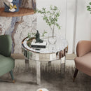 Crushed Crystal Round Coffee Table Glitz Sparkle Diamond Sofa Side Accent Table Bedside Table