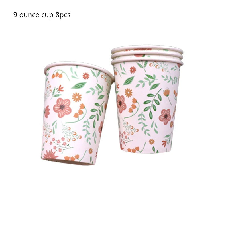 8pcs Easter Bunny Egg Paper Plates Rabbit Ear Shape Cups Happy Easter Party Tableware Birthday Party Baby Shower Decor Supplies