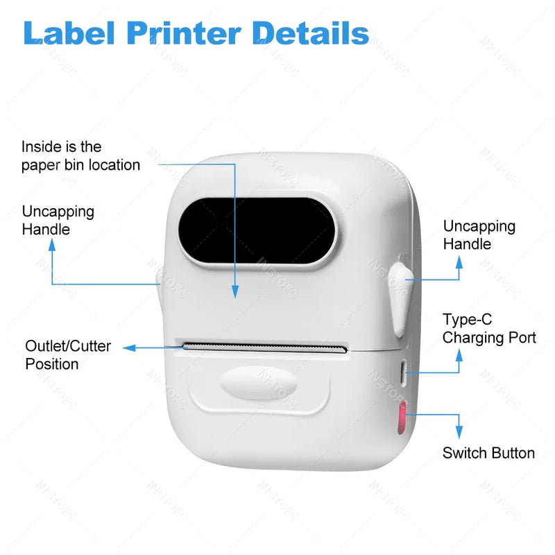 Wireless Label Printer P50 Inkless Bluetooth Thermal Label Maker Adhesive Label Sticker Machine DIY Pattern Barcode QR Code Tape