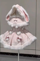 The Rabbitry | Two-Piece Furry Slip Dress and Hooded Cape Set