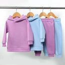 2026 New Arrivals Little Girls Clothing Tracksuit 2 Pieces Set Warm Fleece Plain Top Sweatshirt+Pants Loungewear Suit For Kids