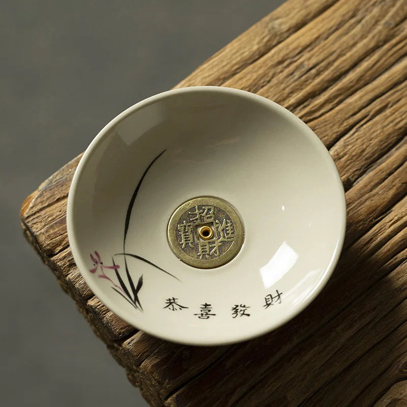 Creative Ceramic Line Incense Burner Household Agarwood Sandalwood Plate Smoking Tea Room Incense Path Incense Insert