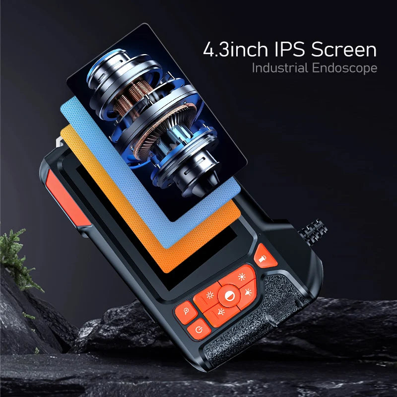 4.3" LCD Endoscope Camera with Light HD 1080P 5.5mm IP67 Waterproof Borescope Camera with 6 Adjustable LED Lights for Sewer Car