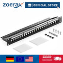 ZoeRax 24-Port RJ45 Shielded Blank Patch Panel 1U 19" Network Patch Panel with Cable Management and Support Bar