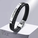 Vnox Multi Layer Leather Bracelets for Men Women Customizable Engraving Stainless Steel Casual Personalized Bangle