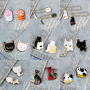2PCS/Set Couple Friend Cats Brooch Set Cute Black And White Kitten Enamel Pins Cartoon Cat Claw Fishbone Badge Bag Lapel Jewelry