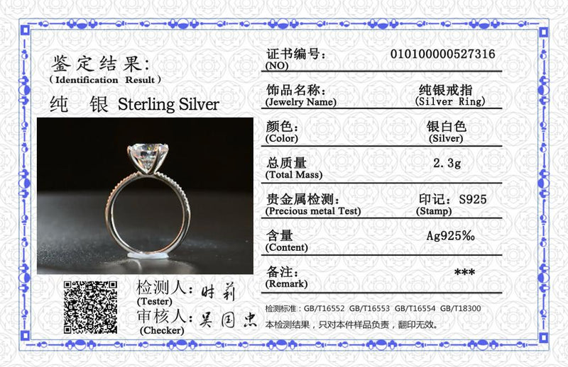 Solitaire 3 Carat Ring Original Certified Tibetan Silver Jewelry Natural 9mm Zirconia  Wedding Band For Women